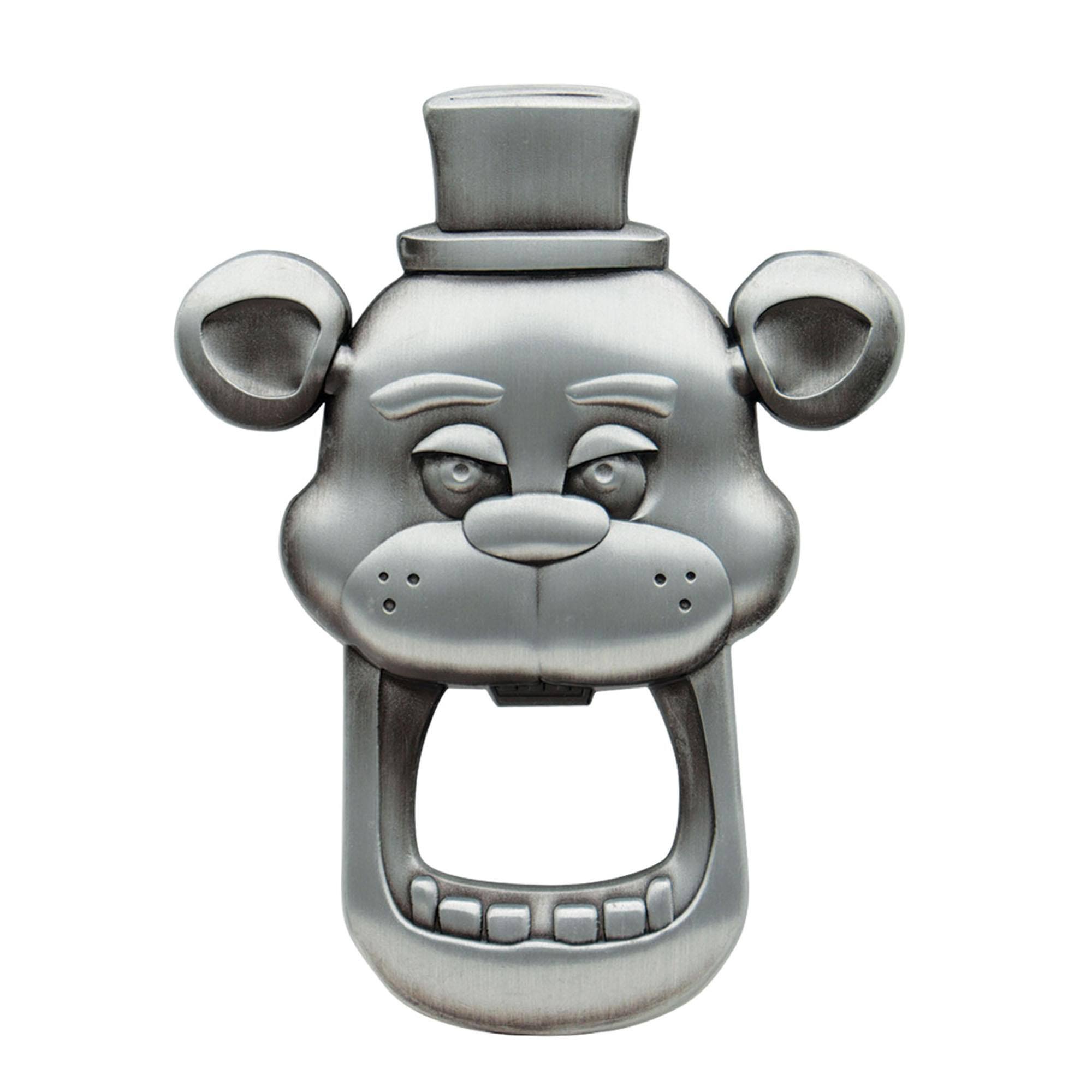 Front. Fanattik - Five Nights At Freddy's Freddy Fazbear Face Magnetic Metal Bottle Opener - Silver.