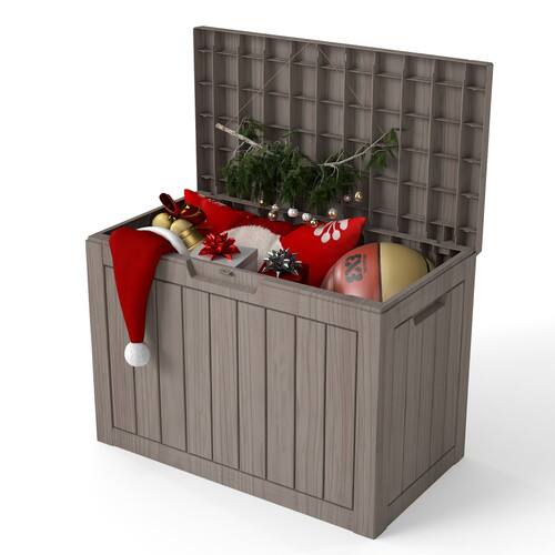 Front. Yardgrace - 45 Gallon Water Resistant Resin Lockable Deck Box - brown.