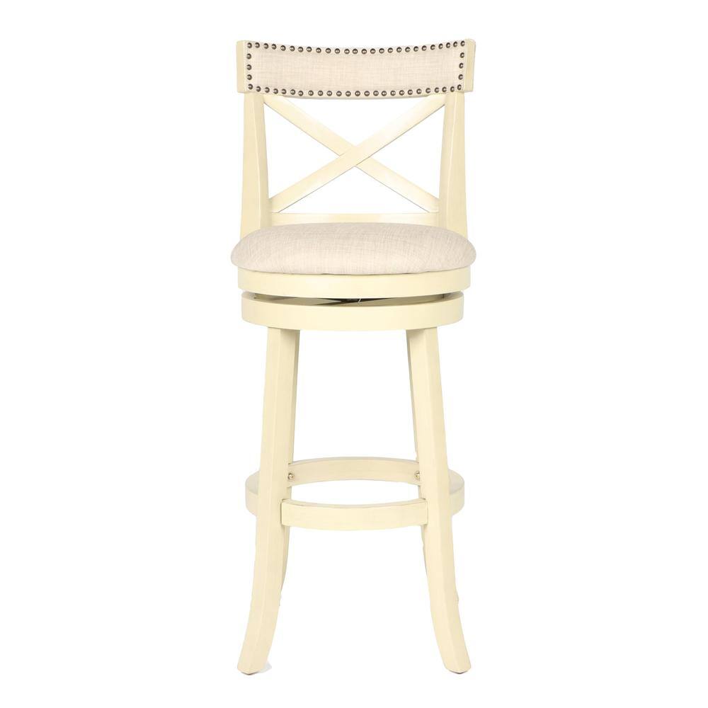 Back. New Classic Furniture - York White Solid Wood Swivel Bar Stool (Set of 2) - White.