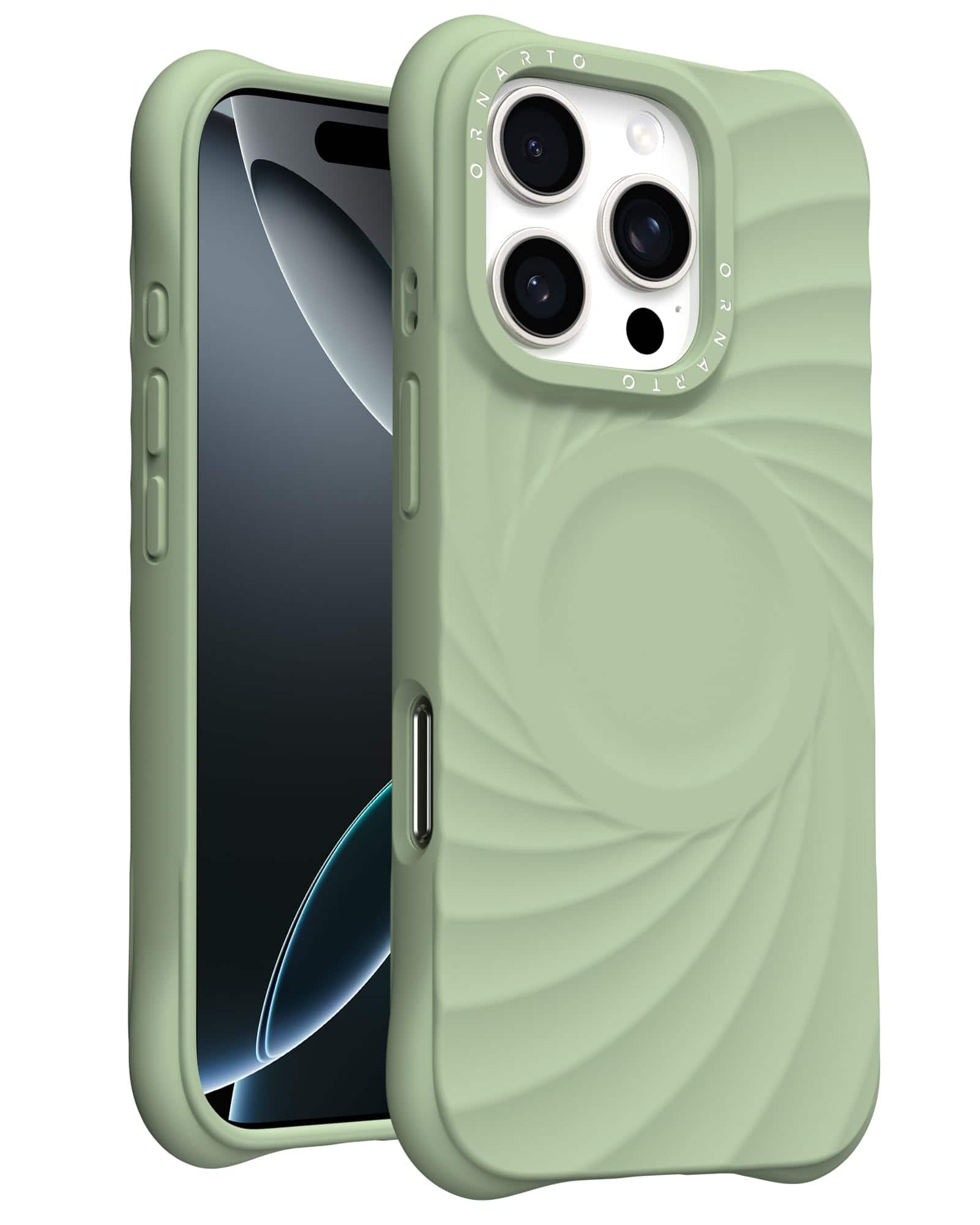 Ornarto - Vortuxe for Liquid Silicone iPhone 16 Pro Max Case 6.9", Drop Protection, Compatible with MagSafe - Matcha