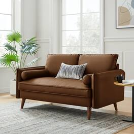 Revive Upholstered Vegan Leather Loveseat by Modway - Brown