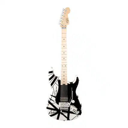 Front. EVH - EVH Striped Series 6 String Electric Guitar White with Black Stripes.
