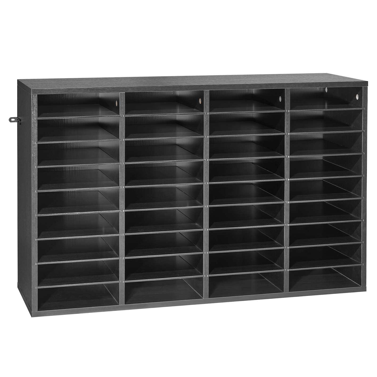 Alt View 5. VEVOR - Literature Organizer, 36 Compartments Office Mailbox with Detachable Shelves, Wooden Mailbox Sorter with Particle Board - Black.