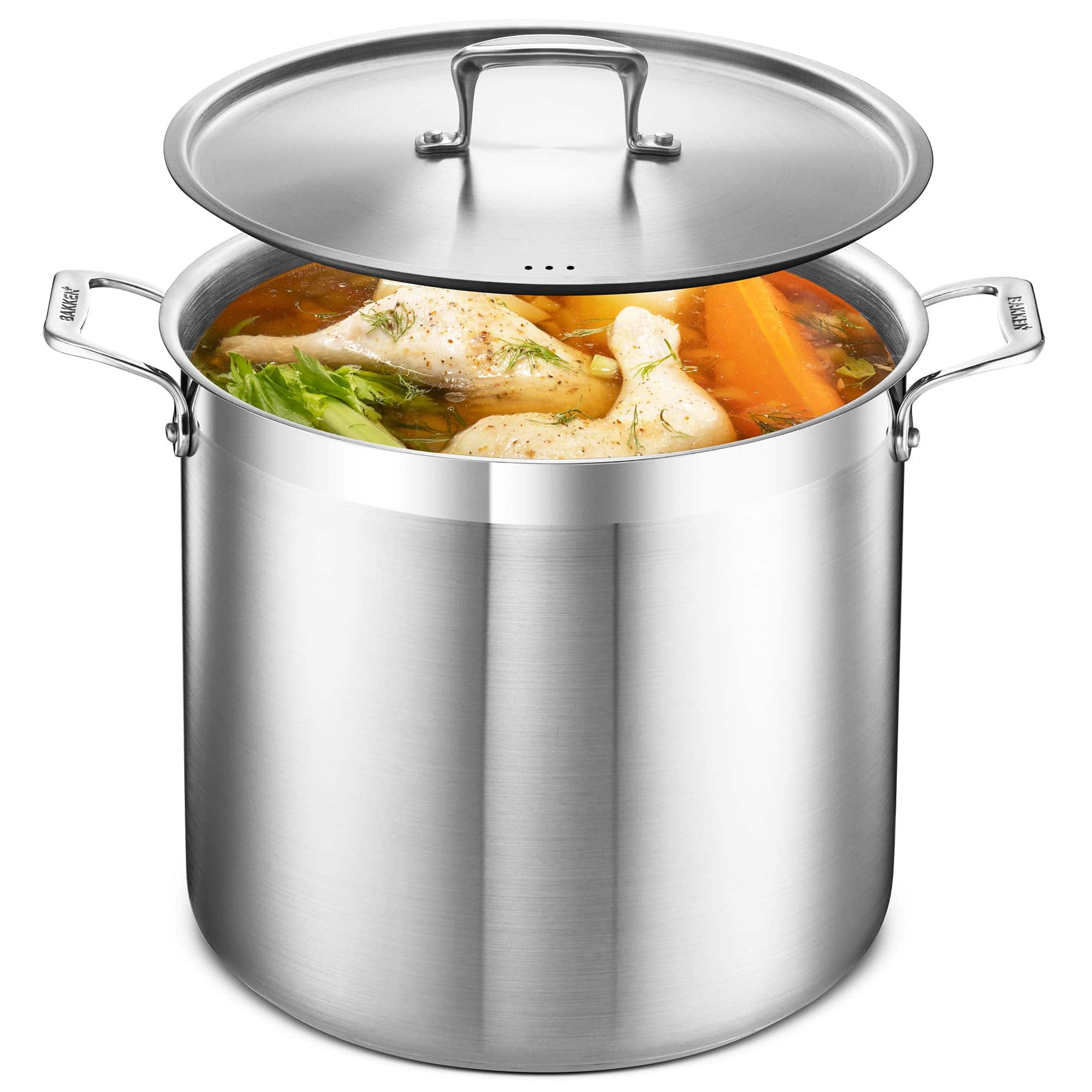 Bakken Swiss Stockpot – 20 Quart – Brushed Stainless Steel – Heavy