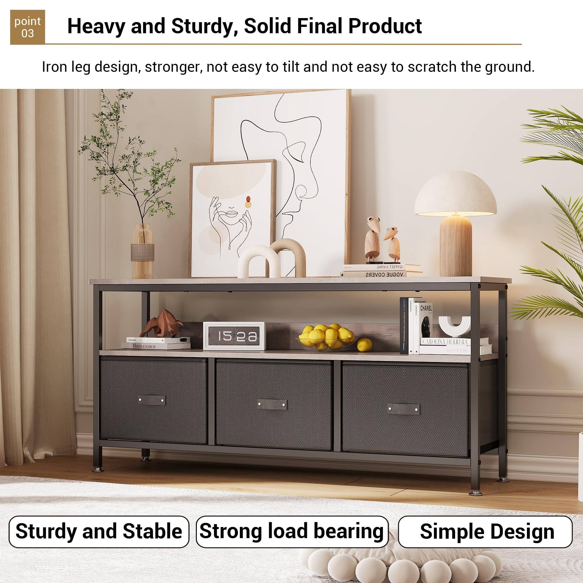 point 03  
Heavy and Sturdy, Solid Final Product  
Iron leg design, stronger, not easy to tilt and not easy to scratch the ground.

Sturdy and Stable  
Strong load bearing  
Simple Design