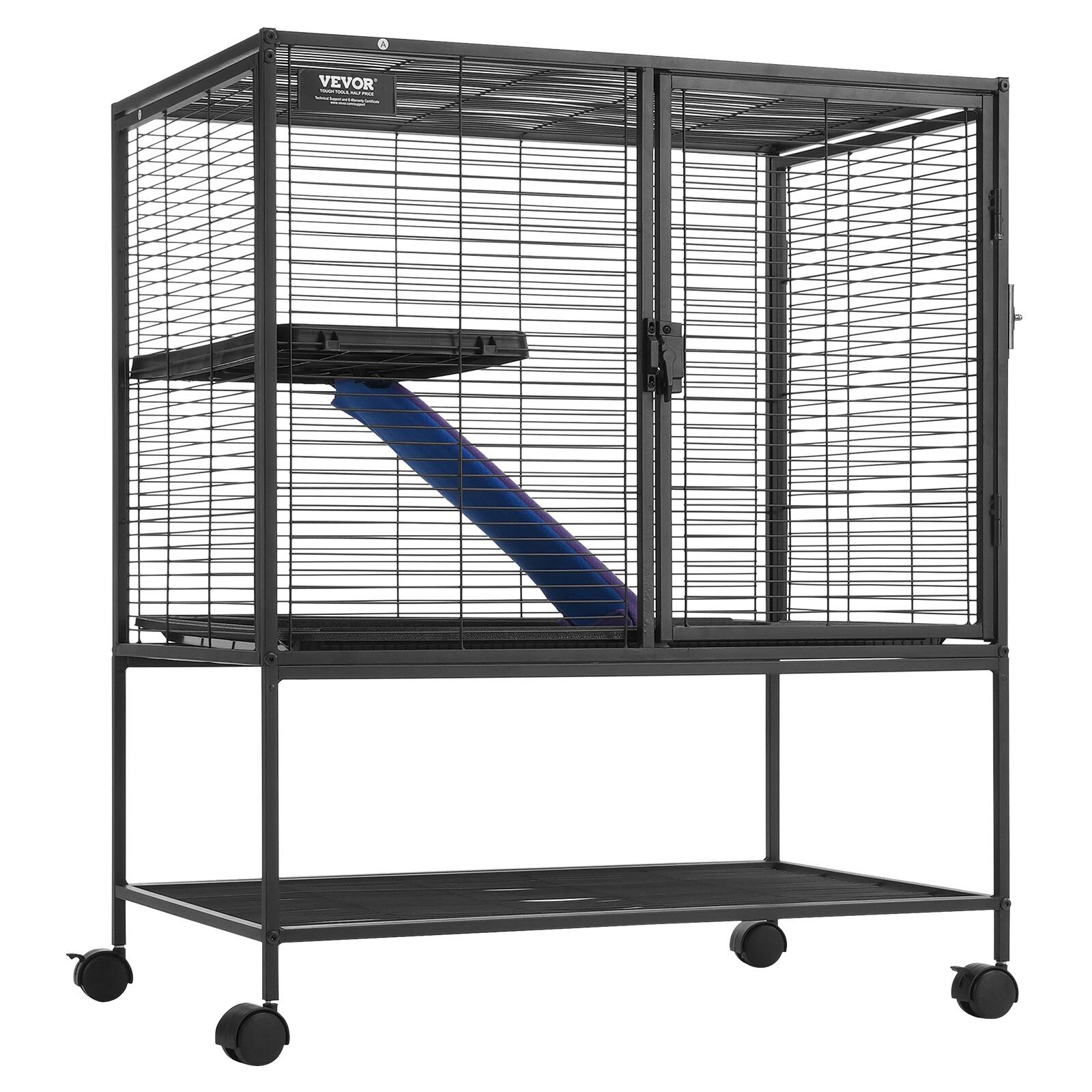 Alt View 5. VEVOR - 36" Rolling Metal Ferret Cage, Large 2-Tier Critter Nation Cage, Small Animal Cage with Ramps & Tray, Easy to Set up.