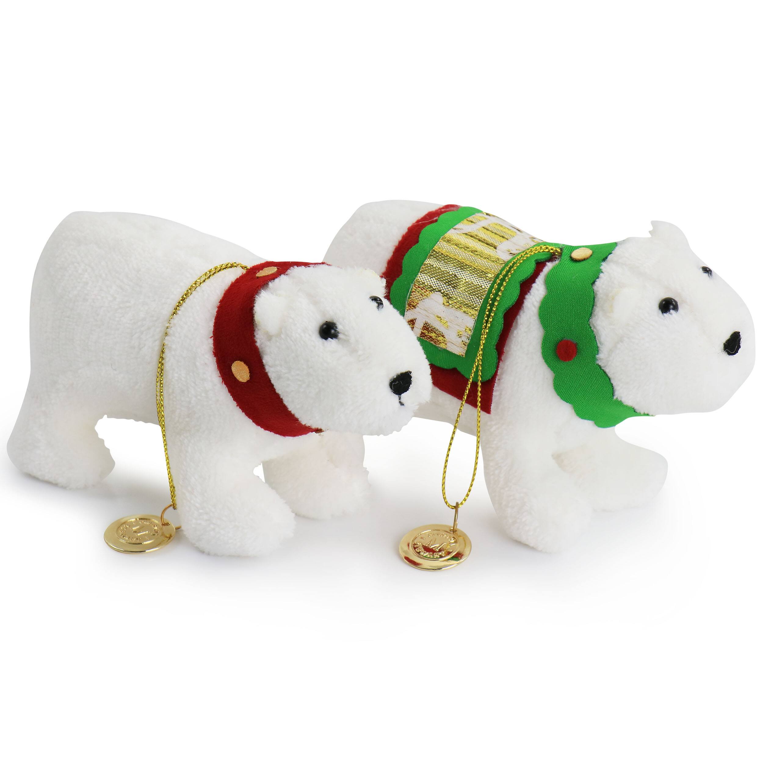 Alt View 3. Martha Stewart - Martha Stewart Holiday Plush Polar Bear and Snowman 4 Piece Ornament Set in White - White.