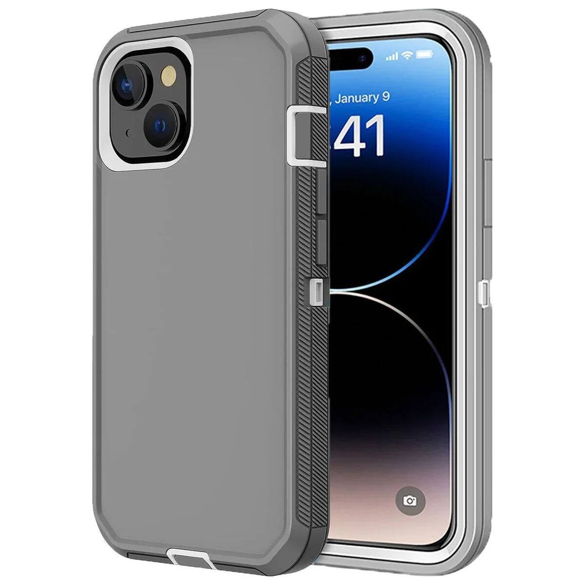 Front. Entronix - Entronix Heavy Duty iPhone 14 Case - Triple-Layer Protection for Ultimate Safety - Gray.