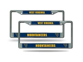 Rico Industries - West Virginia Mountaineers Chrome Metal License Plate Frame - Set of 2 Frames - Multi