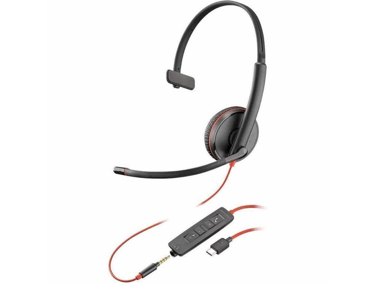 Alt View 1. HP - Poly Blackwire 3215 USB-C Headset w/ 3.5mm & Adapters - Teams Certified - Red.