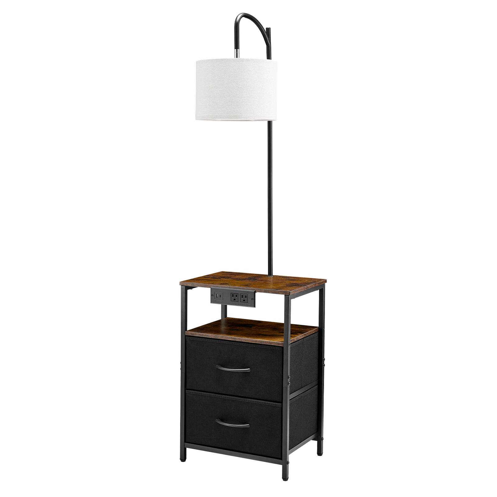 Alt View 5. VEVOR - Floor Lamp with Table, 2-Tier End Table with 2 Drawers and 3 Color Temperature Lighting, Modern Side Nightstand - Black + Brown.