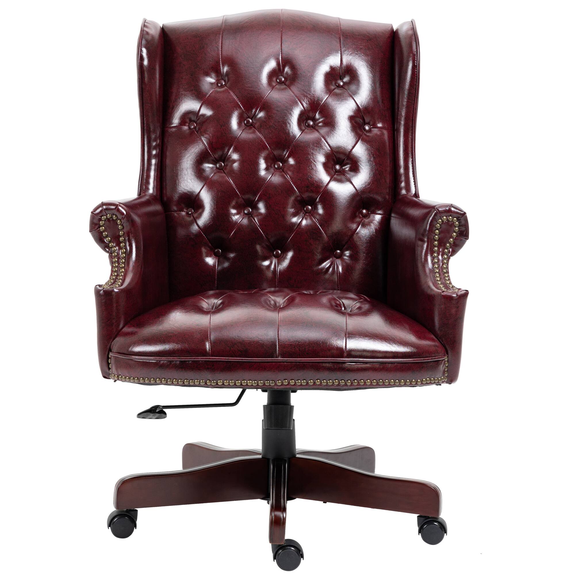 Alt View 2. Spaco - Spaco Ergonomic Executive Office Chair, High Back Reclining, Thick Padded, PU Leather, Glide Casters, for Home Office - Burgundy.