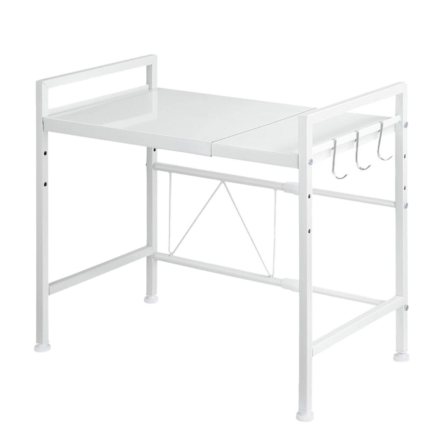 Adivo - Microwave Oven Shelf Rack Adjustable Metal Kitchen Organiser Storage 2 Tier - White