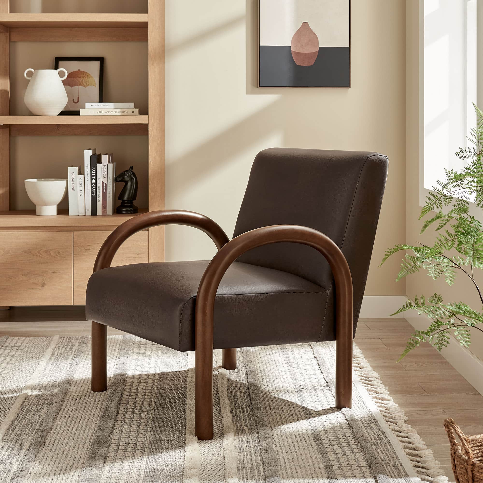 Lunet Faux Leather Upholstered Accent Chair by Modway - Espresso