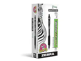 Zebra - Z-Grip Retractable Ballpoint Pen, Medium Point, 1.0mm, Black Ink, Dozen - Clear