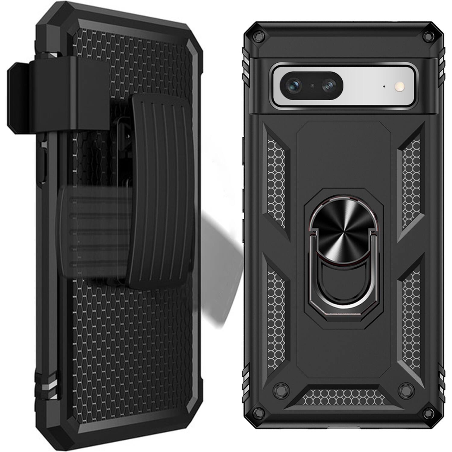 Alt View 13. SaharaCase - Military Kickstand Series with Belt Clip Case for Google Pixel 7a - Black.