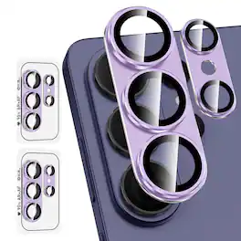 Dteck - 2 Pack Camera Lens Protector for Samsung Galaxy S26 Ultra, Case Friendly Matte Metal 9H Tempered Glass Lens Cover - Purple