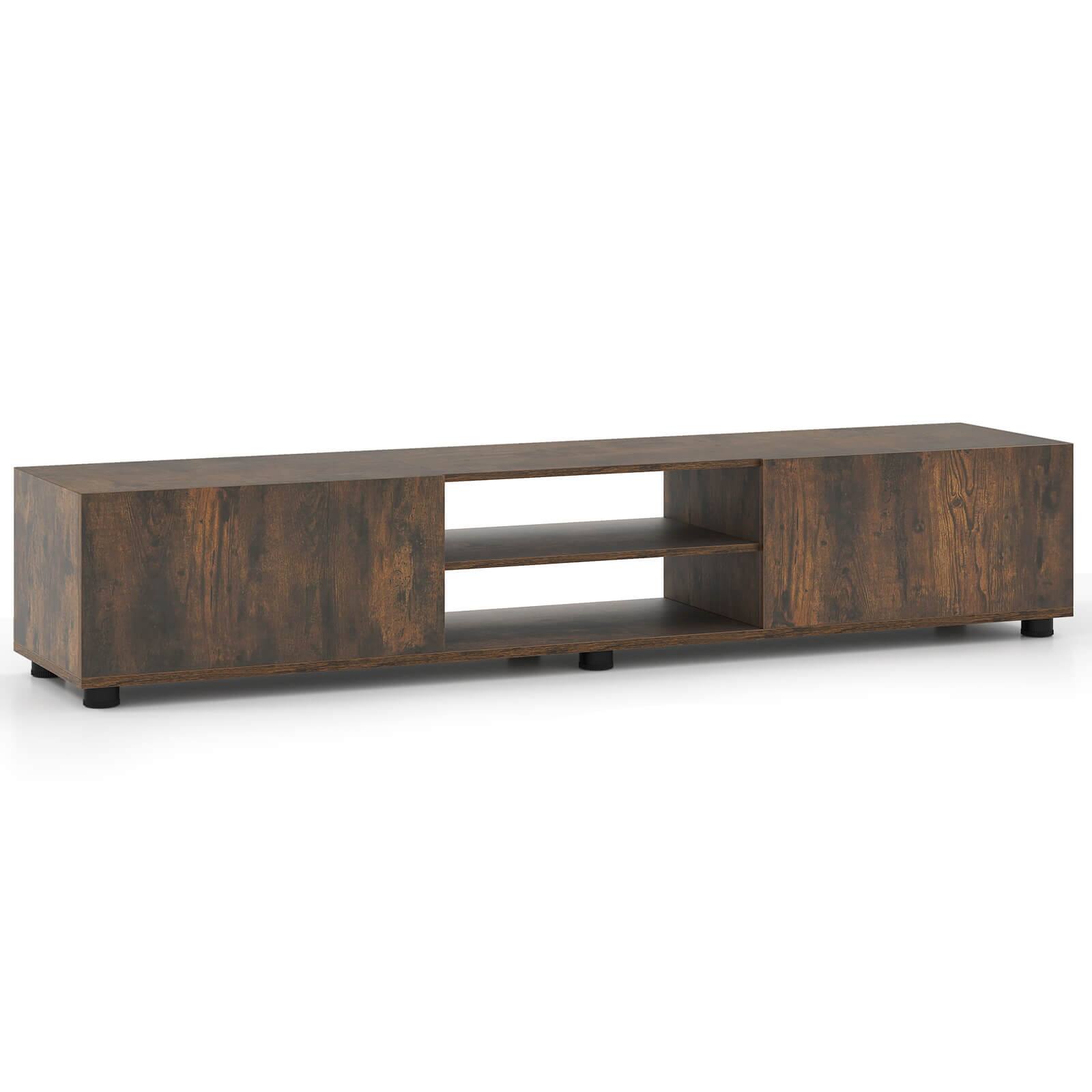 Alt View 8. Costway - Costway TV Stand for up to 70" TVs, Media Console Table with Double Doors & Open Shelves - Rustic Brown.