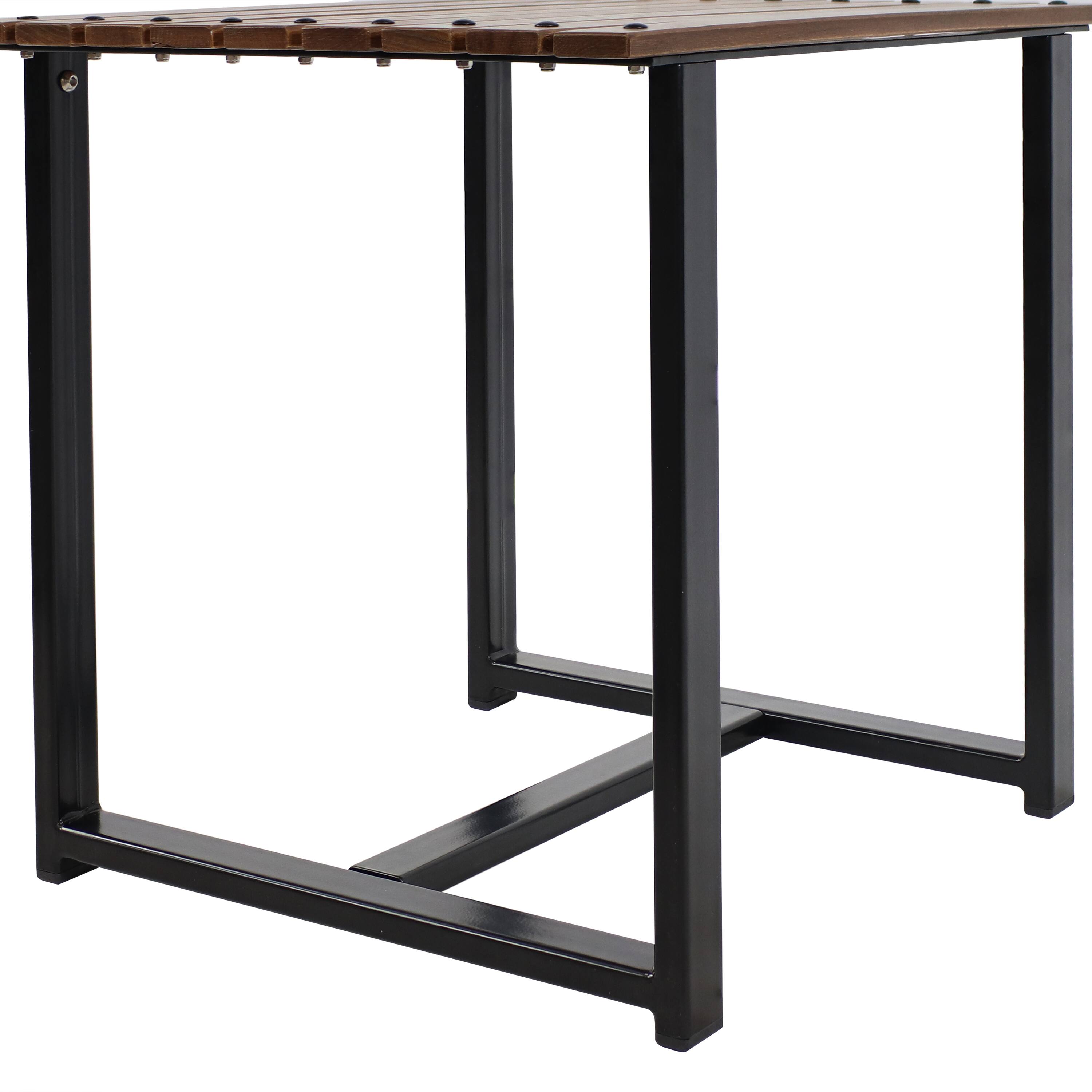 Alt View 8. Sunnydaze - 23.75 in European Chestnut Rectangular Patio Side Table - Brown.