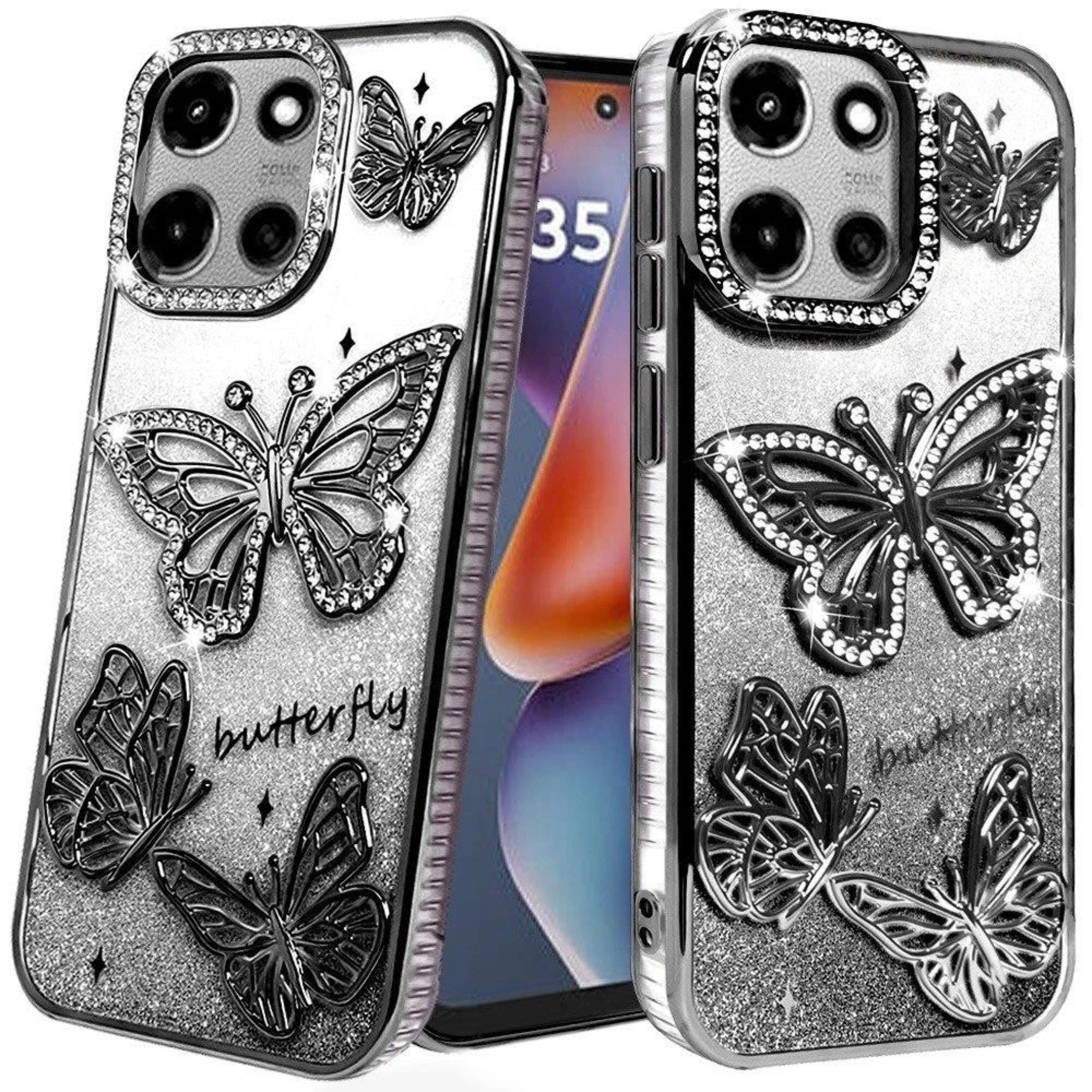 Kitcheniva - 3D Butterfly Bling Case With Tempered Glass For Moto G 2025/2026 / G Play 2026 - Black price history on PriceWatchPro