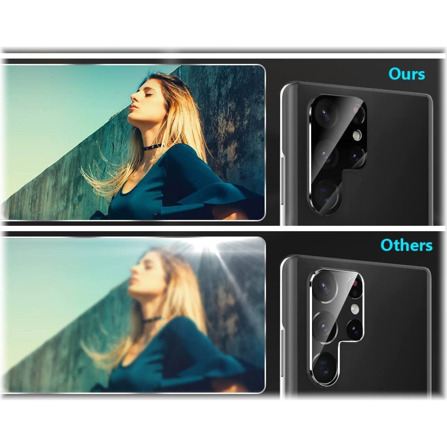 Alt View 12. SaharaCase - ZeroDamage Camera Lens Protector for Samsung Galaxy S22 Ultra (2-Pack) - Black.