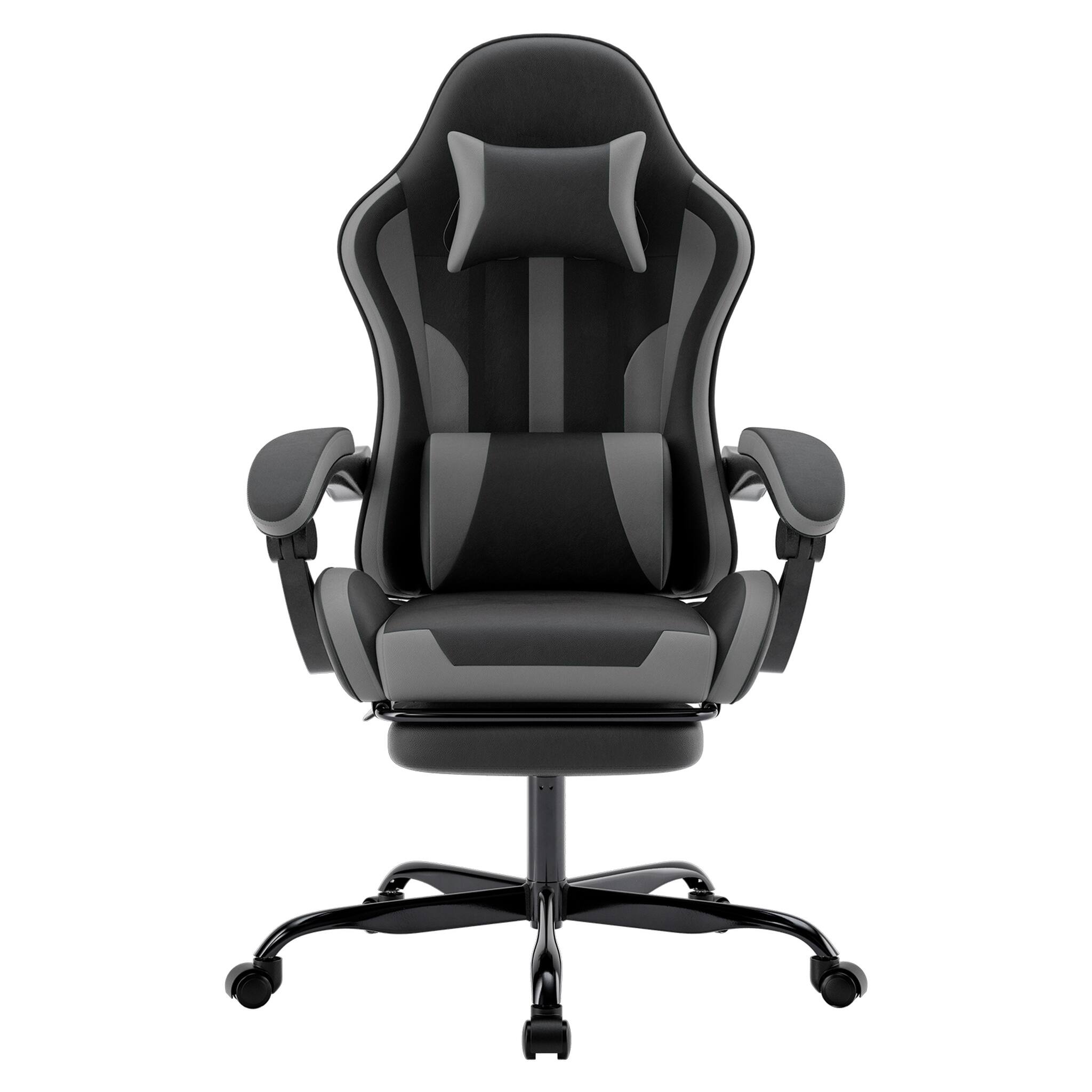 Back. Forest'nSky - Ergonomic Office Chair with Footrest and Lumbar Support, 360°-Swivel Seat and Headrest,Black Gray - Black/Gray.