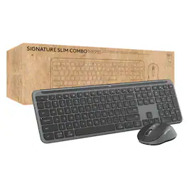 Logitech - Signature Slim MK955 Wireless Keyboard & Mouse Combo, Bluetooth, Quiet Typing, Multi-OS Compatible - Graphite