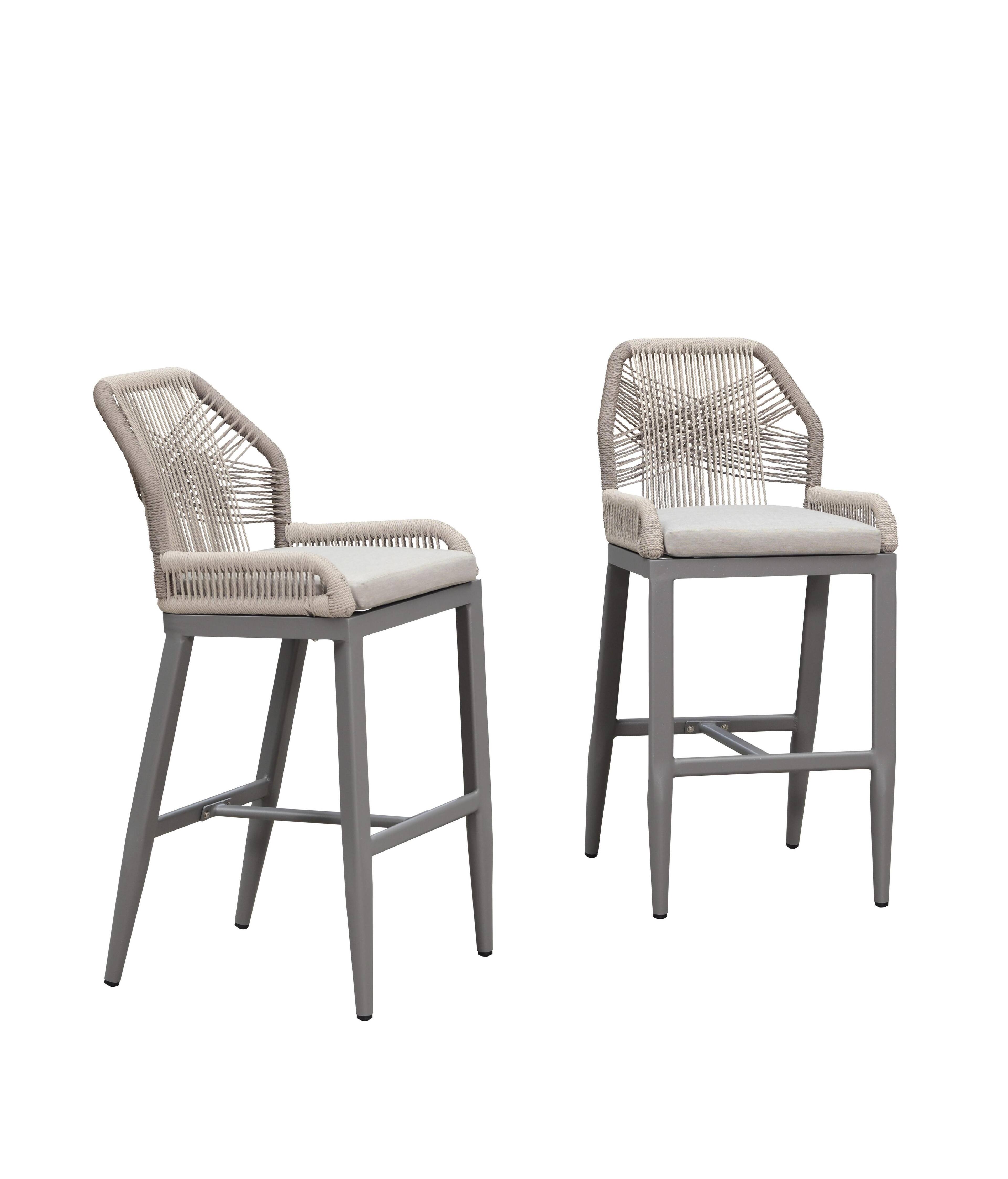 PURPLE LEAF - Patio Outdoor Bar Stool Bar Height Set of 2 Rattan Chair with Back Modern Aluminum Woven Barstools for Garden Indoor - Light Grey-Bar Stool price history on PriceWatchPro