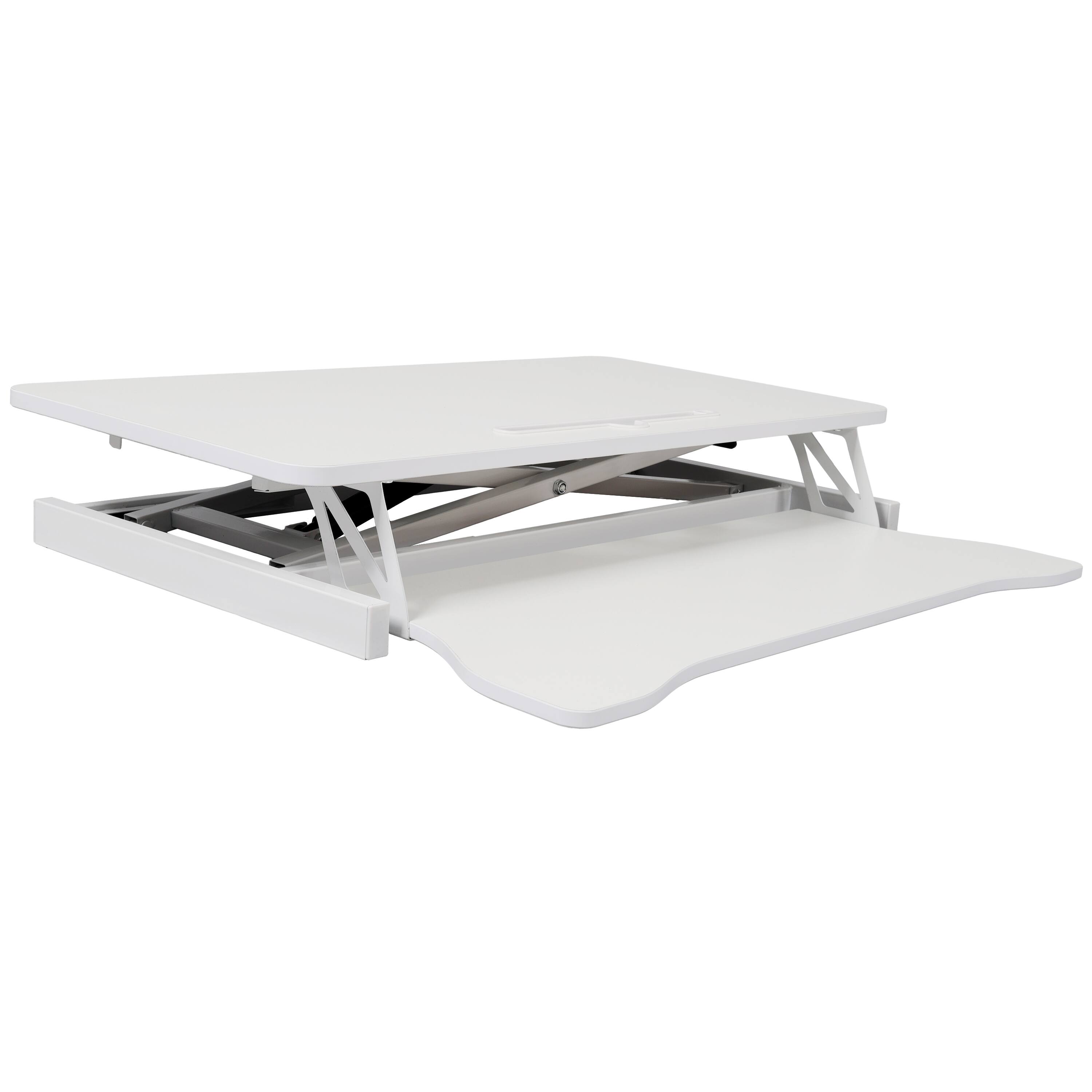 Left. GOODSILO - Adjustable Height Standing Laptop Desk | Sit Stand Up Workstation with Keyboard Tray - White.