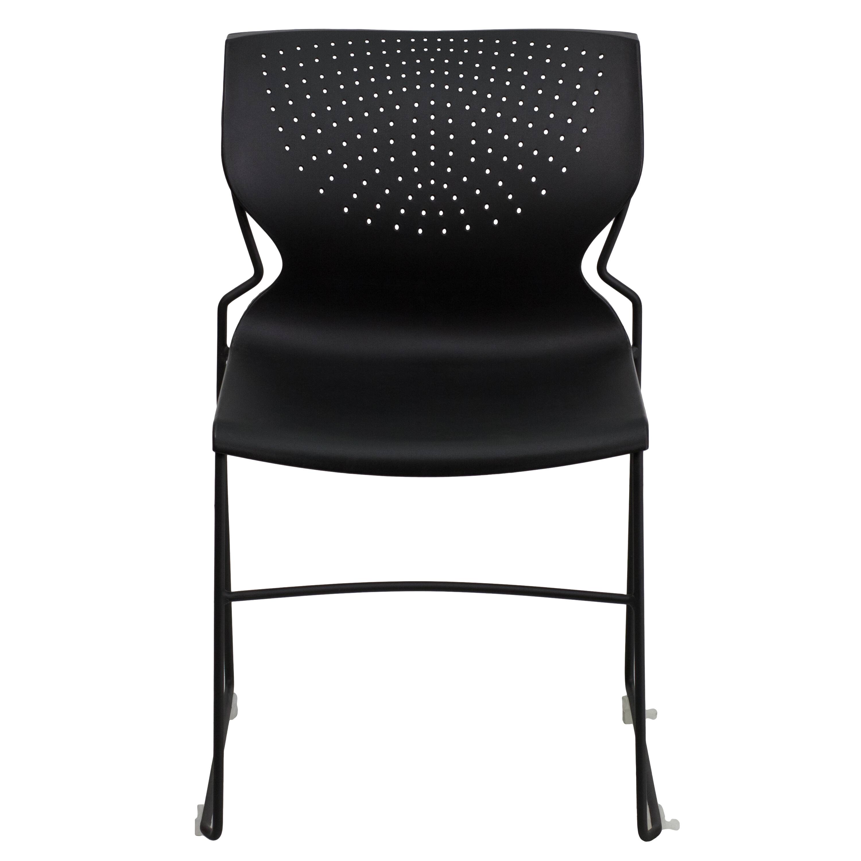 Alt View 7. Emma + Oliver - Home and Office Stack Chair with Lumbar Support and Metal Frame - Guest Chair - Black.