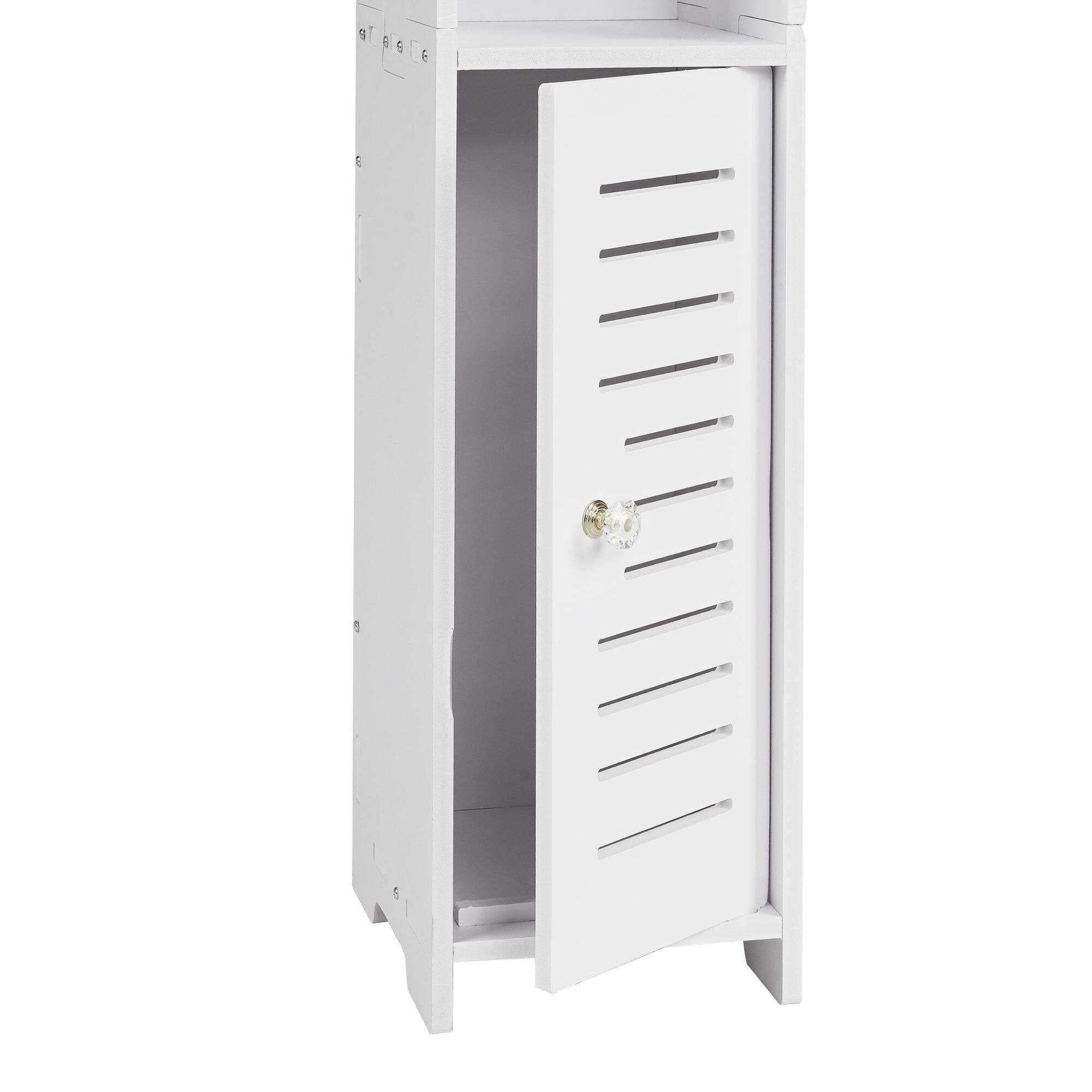 Alt View 2. Vecelo - Narrow Bathroom Storage Cabinet with Toilet Paper Organizer-Space-Saving, Perfect for Small Bathrooms & Next to Toilets - White.