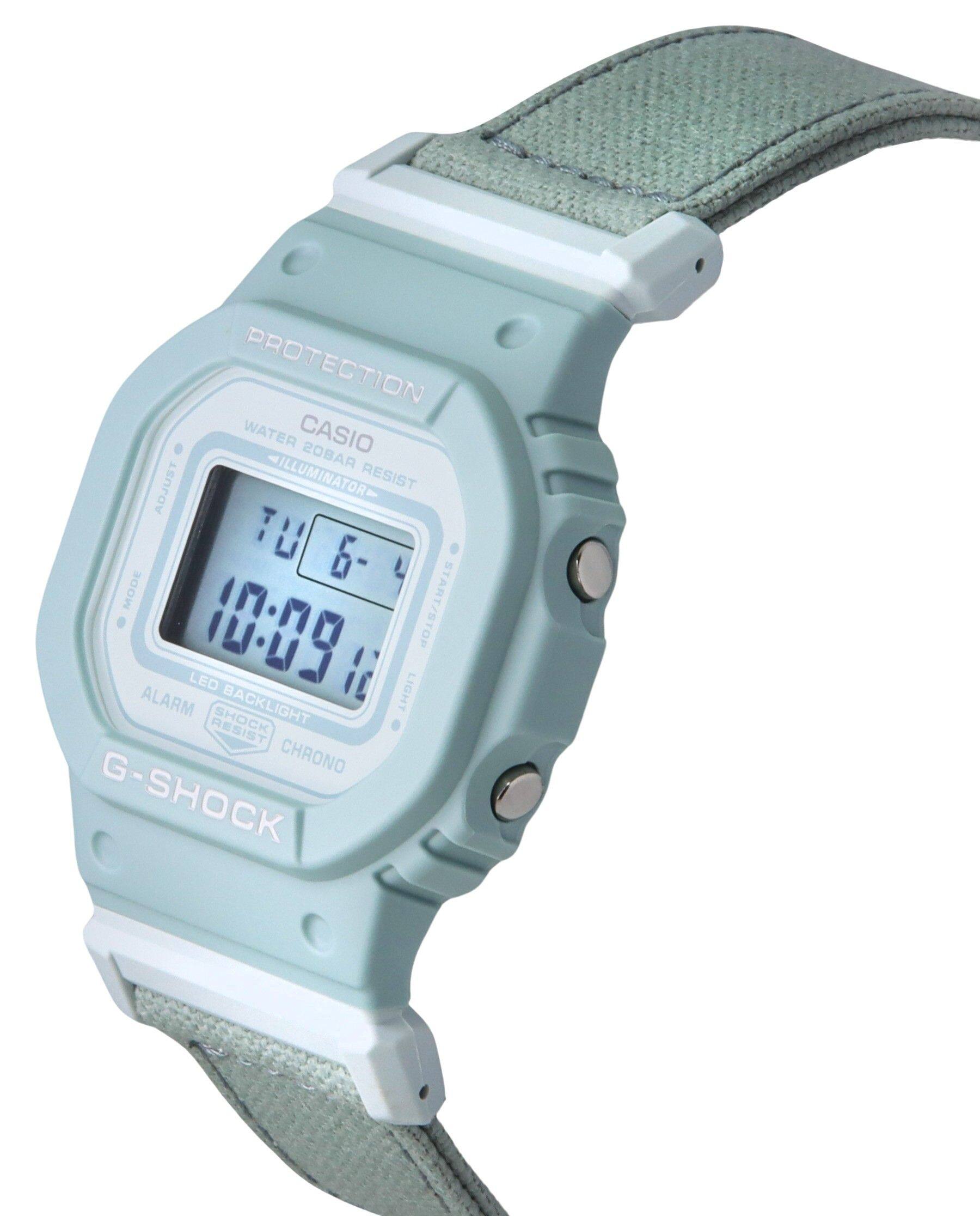 PROTECTION  
WATER 20BAR RESIST  
ILLUMINATOR  
CASIO  
ADJUST  
MODE START/STOP  
LED BACKLIGHT  
ALARM  
SHOCK RESIST  
CHRONO  
G-SHOCK