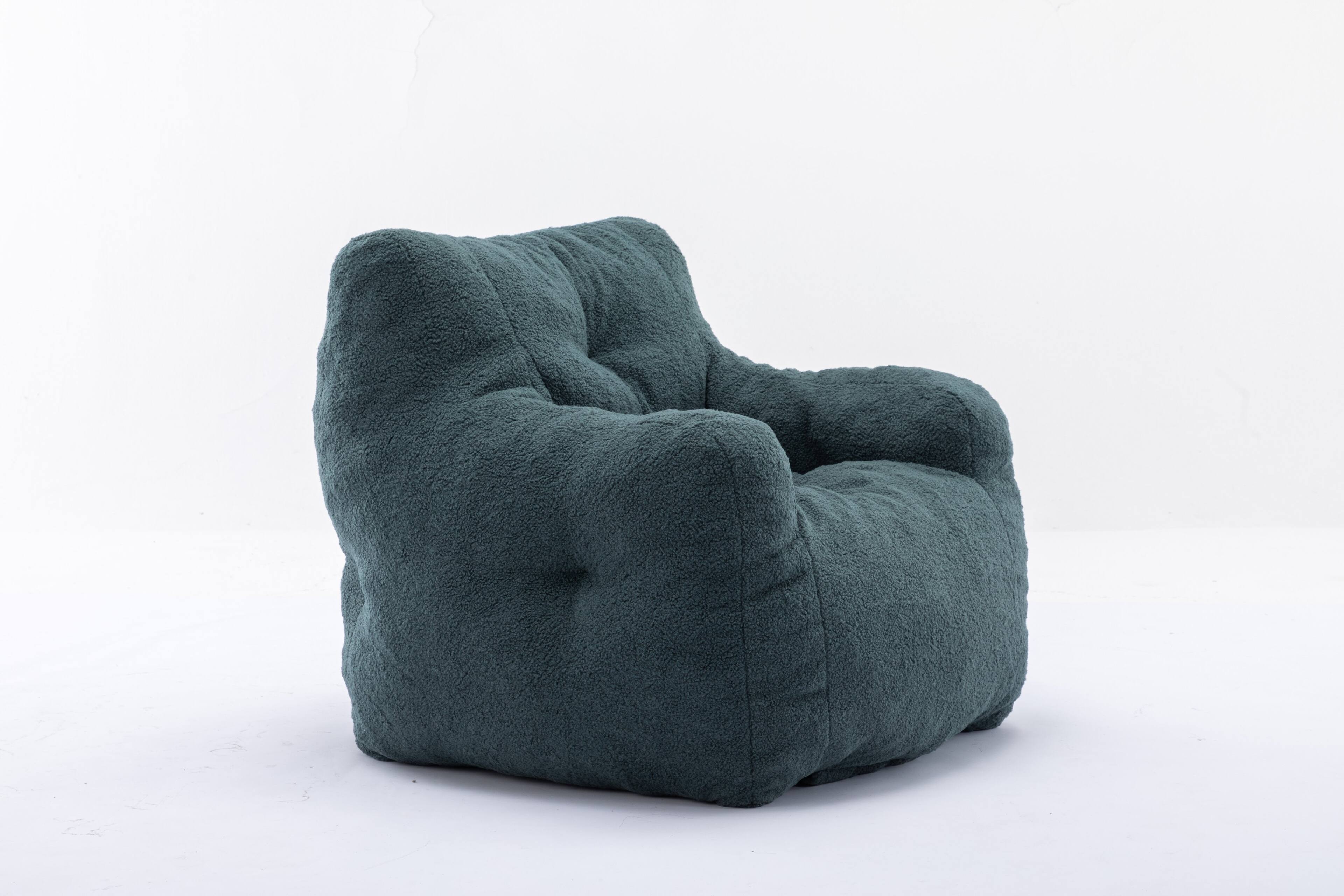 Alt View 8. GOODSILO - Luxury Plush Bean Bag Chair with Ergonomic Support - Soft Teddy Fabric and Memory Foam Filling for Ultimate Comfort - Green.