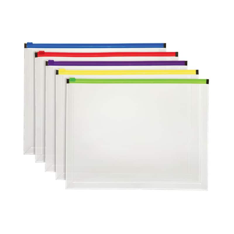Pendaflex - Poly Zip Envelope, Letter Size, Assorted, 5-Pack