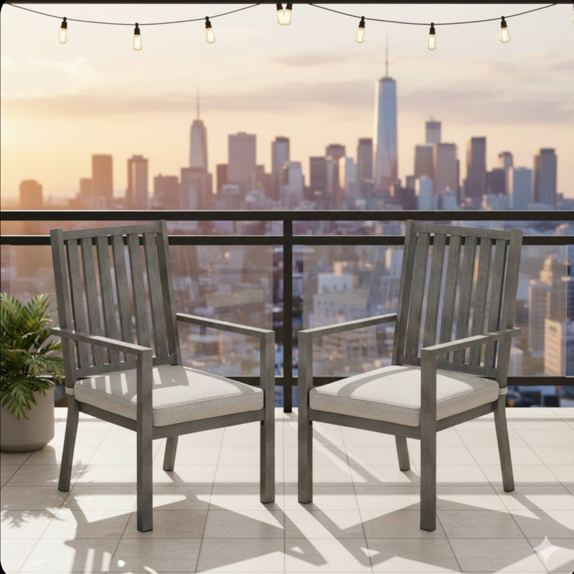 Left. Mondawe - Set of 2 23" Aluminum Patio Dining Chairs with Cushions - Gray.