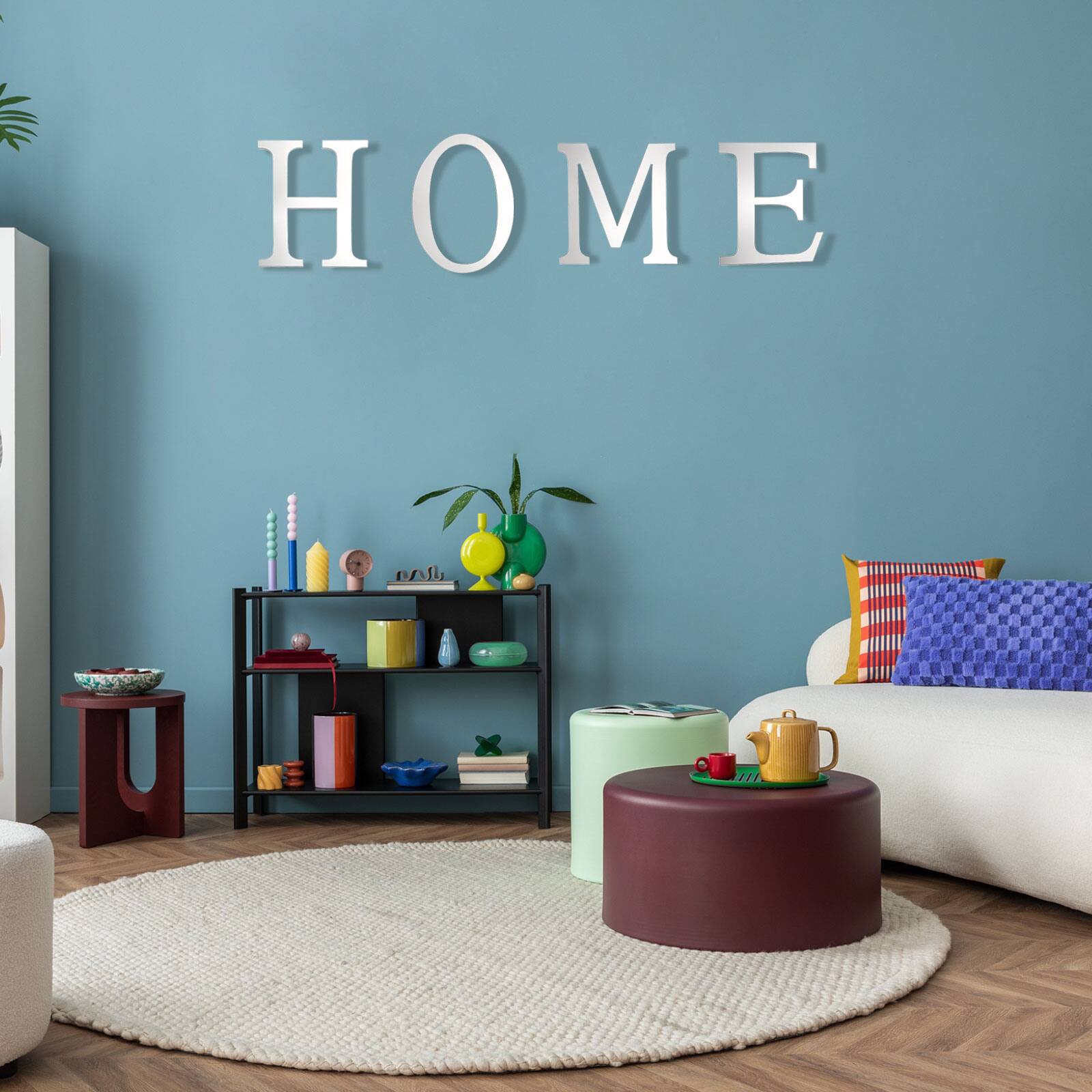 Alt View 6. Unique Bargains - 3D Alphabet Mirror Wall Sticker, 8" Acrylic Letter B Self-Adhesive Home Decor for Living Room, Bedroom - Silver.