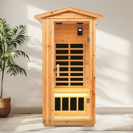 Boyel Living - One Person Outdoor Infrared Sauna Room with Bluetooth and LED Lighting - Natural