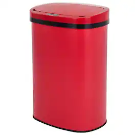 Hivvago - 13 Gallon Stainless Steel Motion Sensor Trash Can - Red