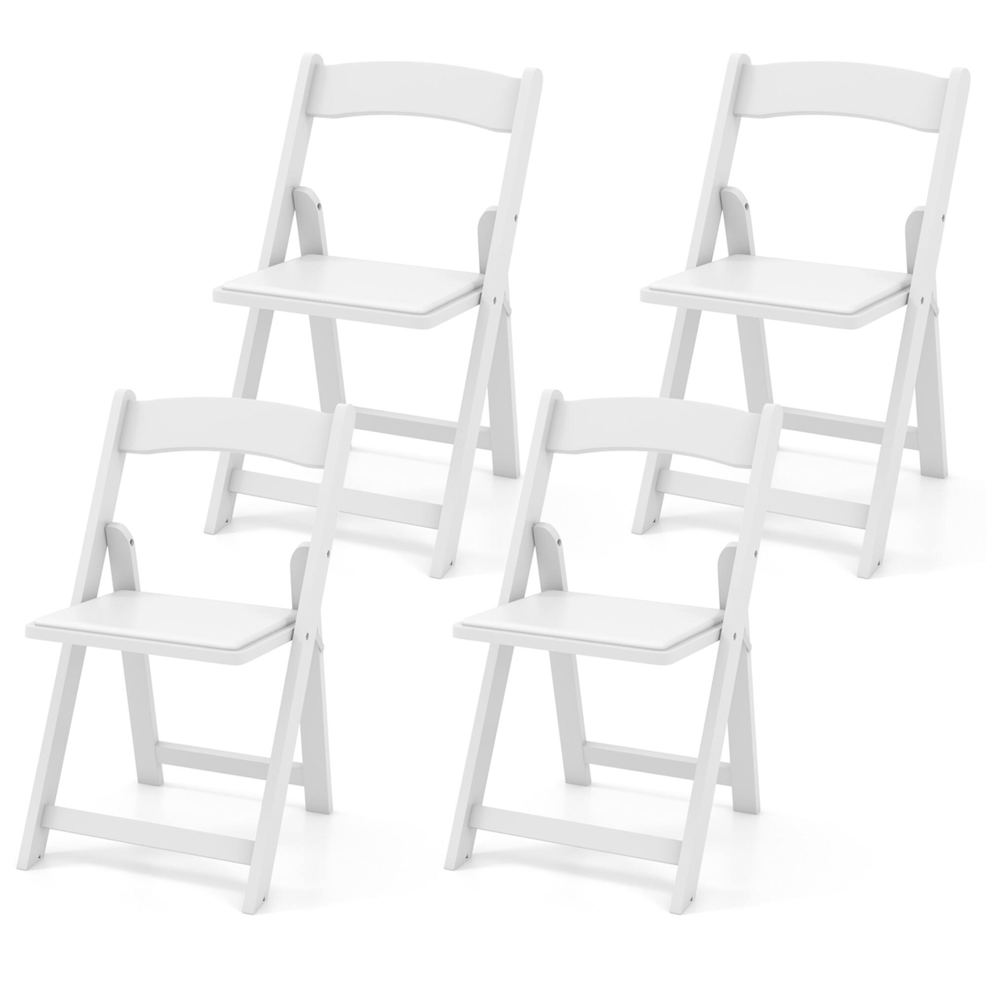 Front. Gymax - Gymax Set of 4 Dining Chairs w/ Rubber Wood Legs & Padded Seat for Home Office Events White - White.