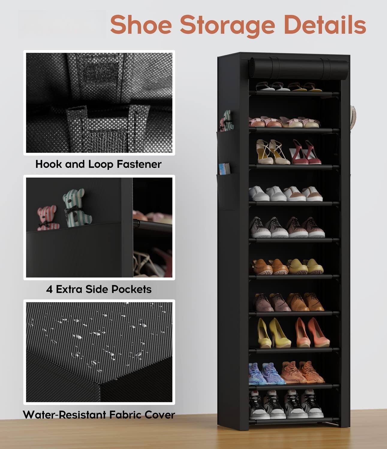 Shoe Storage Details

- Hook and Loop Fastener
- 4 Extra Side Pockets
- Water-Resistant Fabric Cover