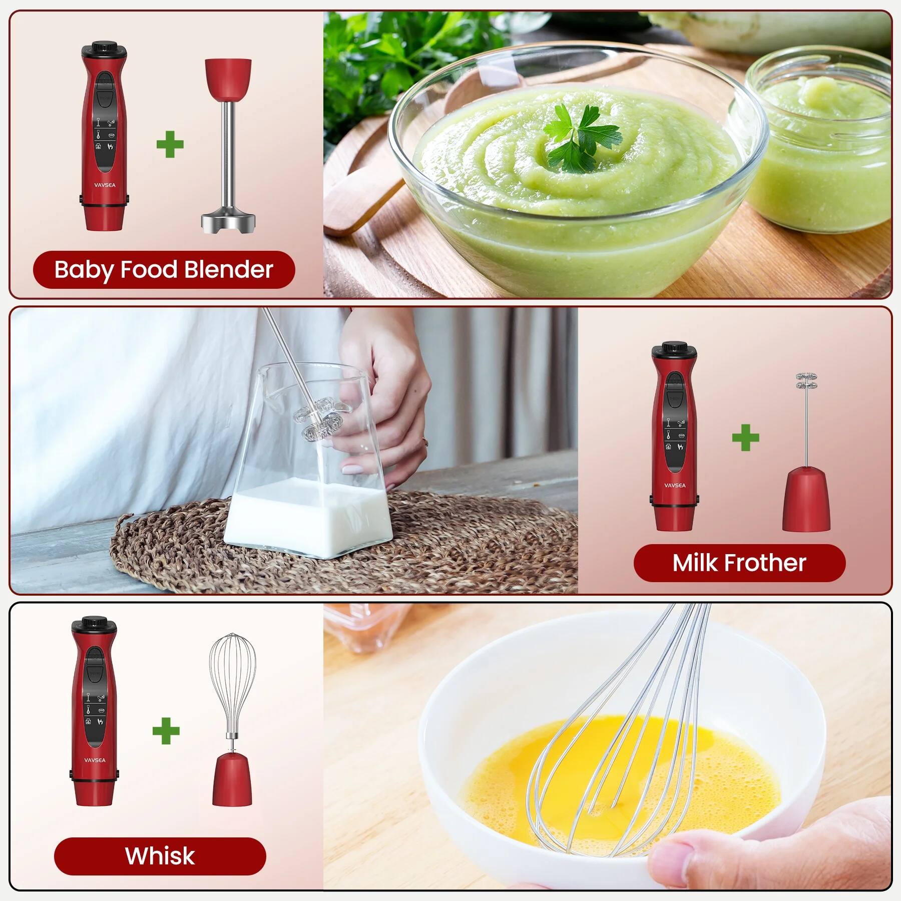 - Baby Food Blender
- Milk Frother
- Whisk