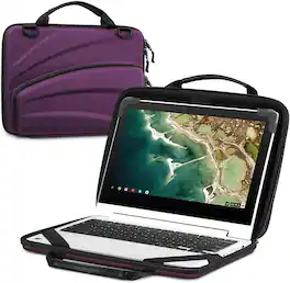 Fintie - 11-11.6 Inch Chromebook Sleeve Case, Protective Briefcase Shoulder Bag, Laptop Case with Accessory Pouch - Navy