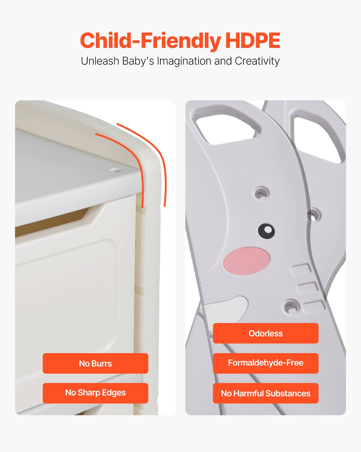 Child-Friendly HDPE: Unleash Baby's Imagination and Creativity. Odorless, No Burrs, Formaldehyde-Free, No Sharp Edges, No Harmful Substances.