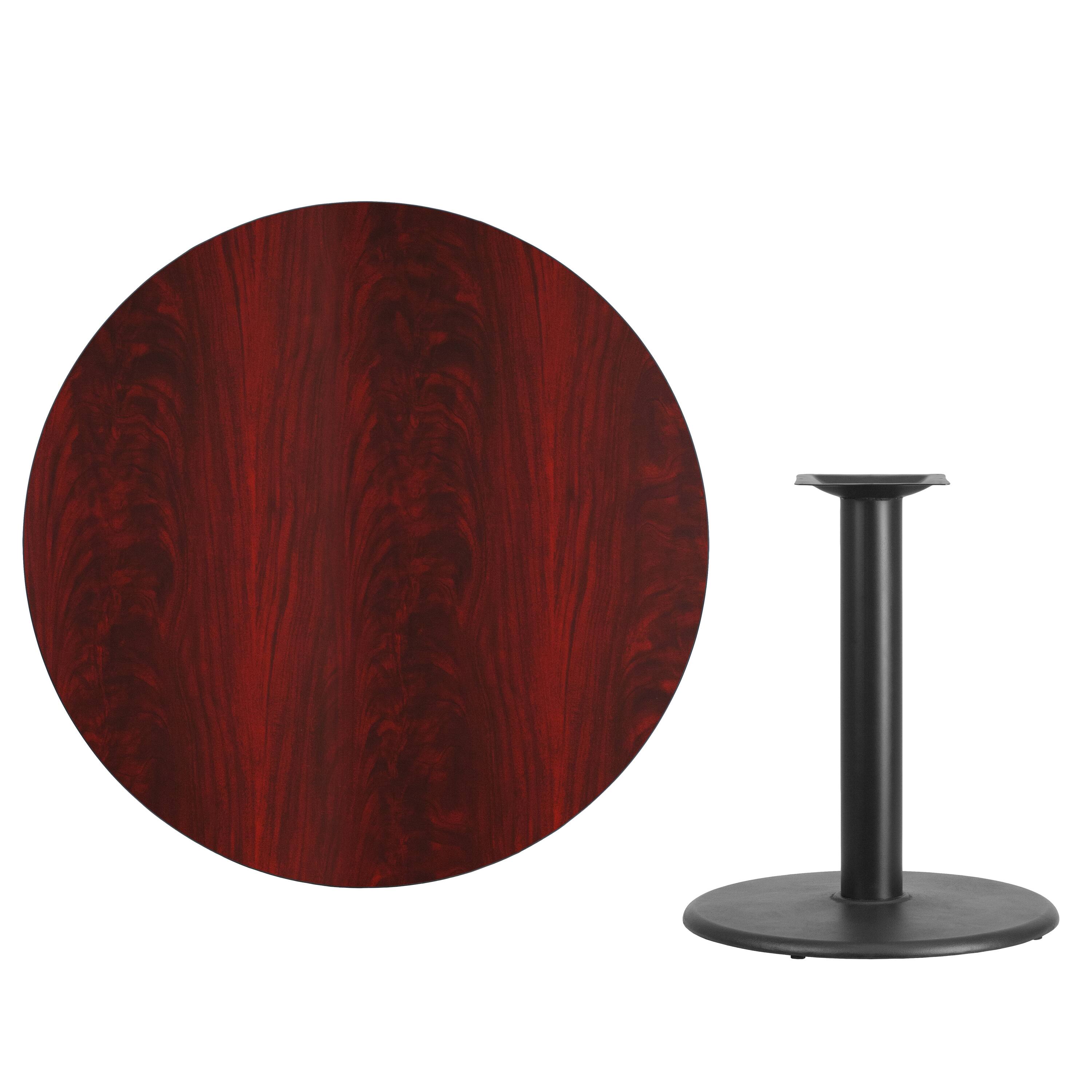 Alt View 2. Emma + Oliver - 42" Round Laminate Table Top with 24" Round Table Height Base - Mahogany.