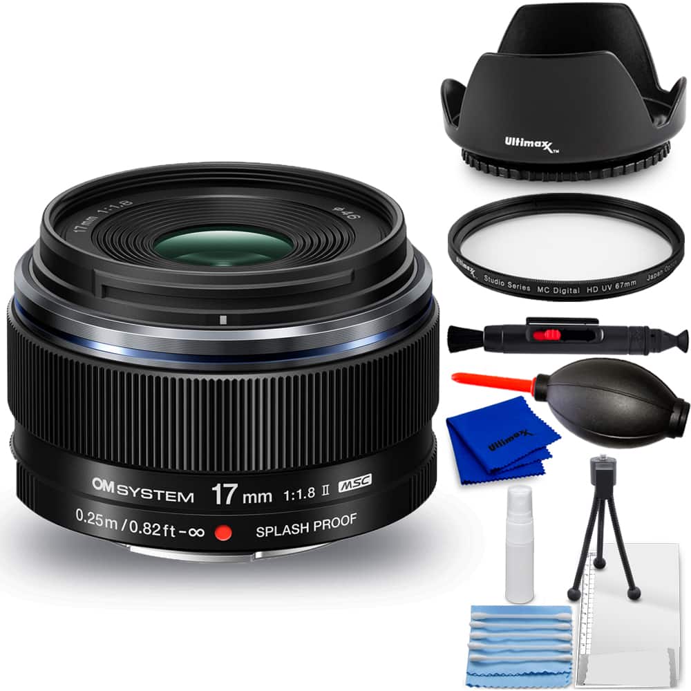 OM System - M.Zuiko Digital 17mm f/1.8 II (Micro Four Thirds) - 7PC Accessory Bundle