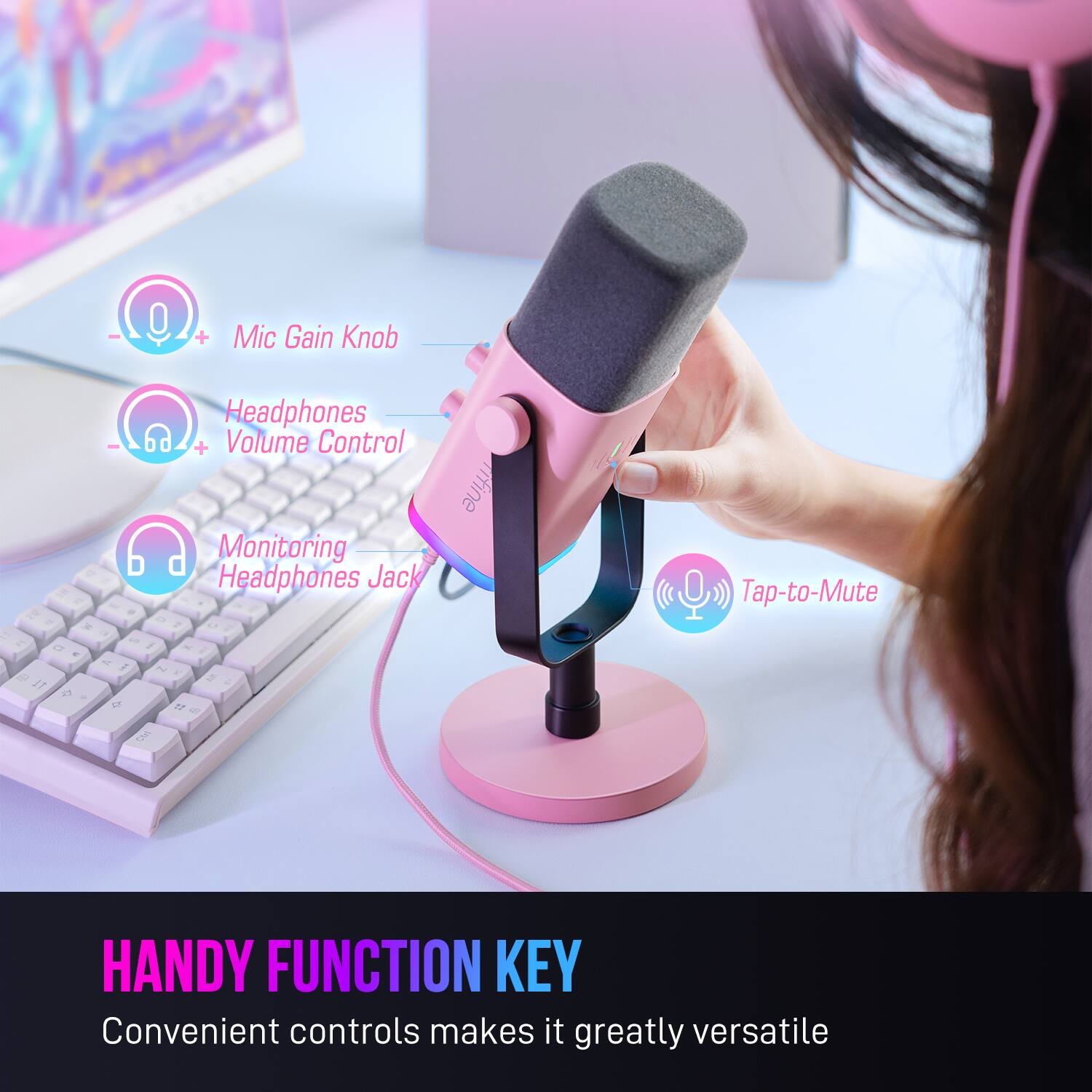 The text on the image reads: "Handy Function Key Convenient controls makes it greatly versatile."