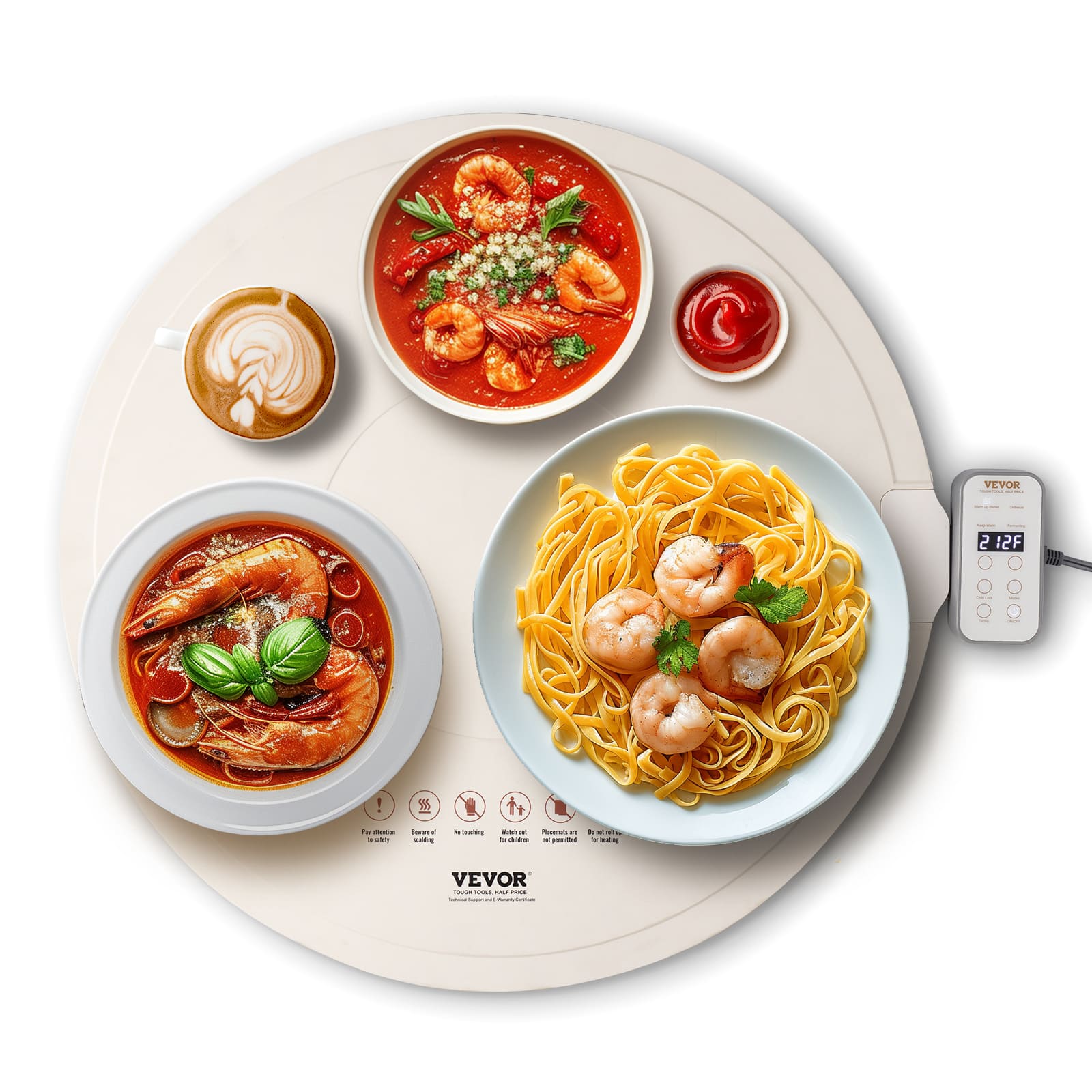 VEVOR - Electric Warming Tray,Food Warming Mat for Buffet,Rollable & Portable Silicone Food Warmer with 4 Adjustable Temperature - Beige price history on PriceWatchPro