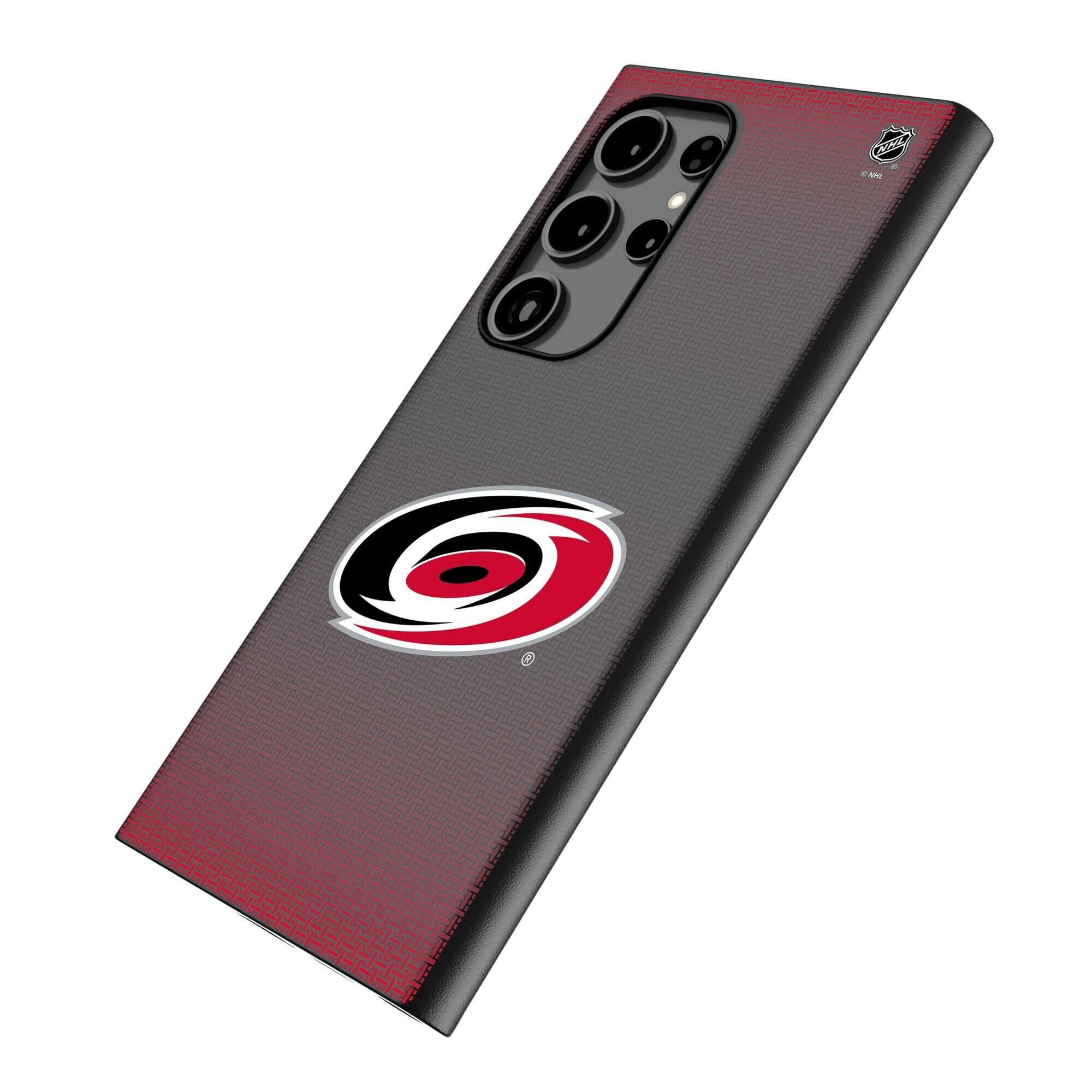 Alt View 1. Keyscaper - Carolina Hurricanes Linen Galaxy Magnetic Bump Case - S25 - Black.