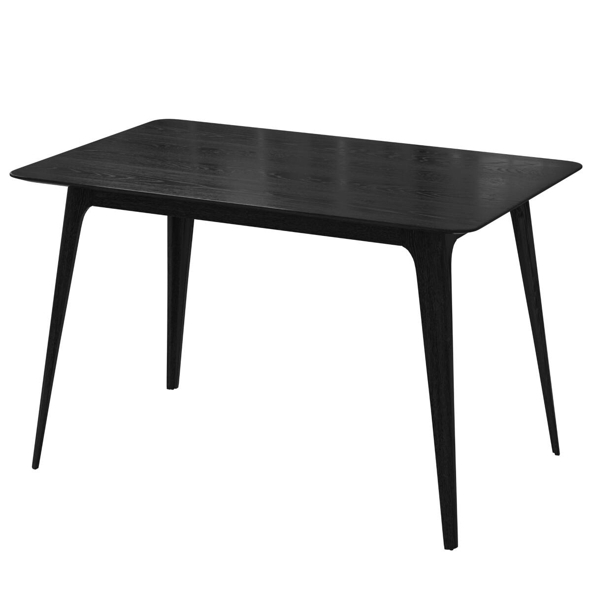 Alt View 3. Loheer - Loheer Black Rectangular Dining Table, Mid-Century Modern Rubberwood Frame - Black.