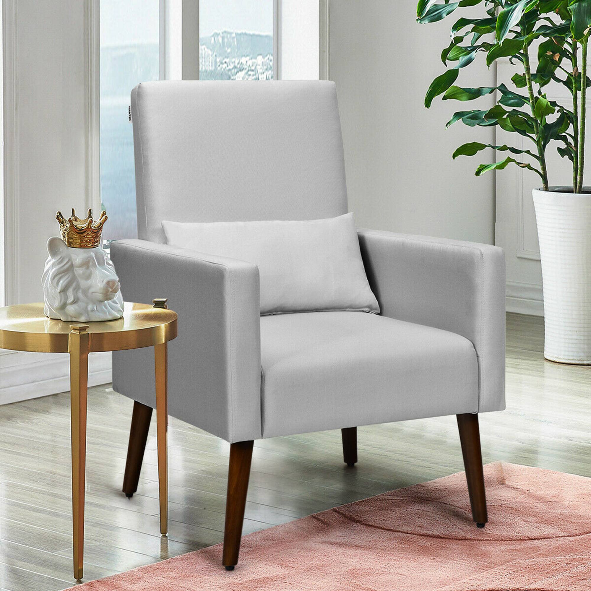 Alt View 3. Gymax - Gymax 2-in-1 Fabric Upholstered Rocking Chair Nursery Armchair with Pillow Light Grey - Light Grey.